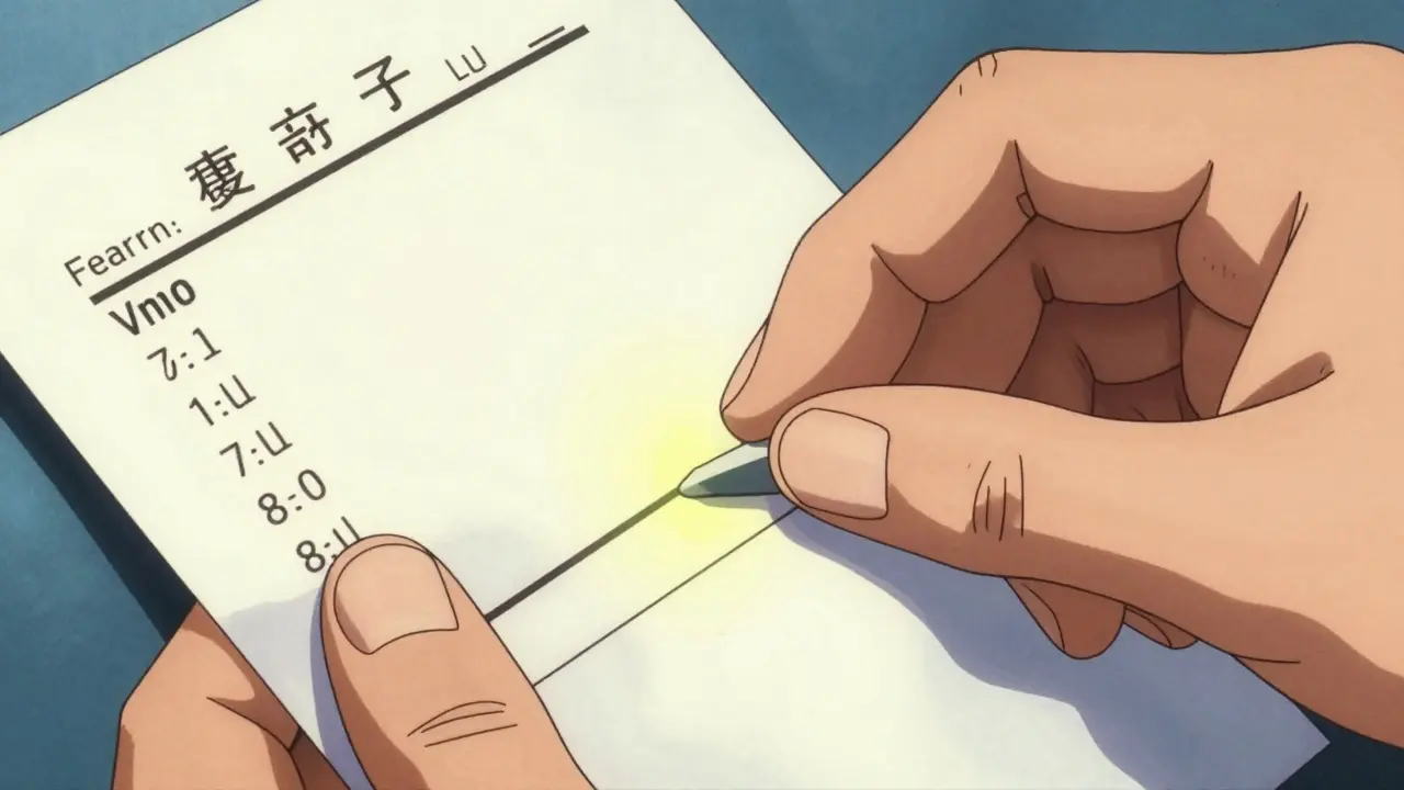 Hand holding medicine bottle under light in vintage animation art.