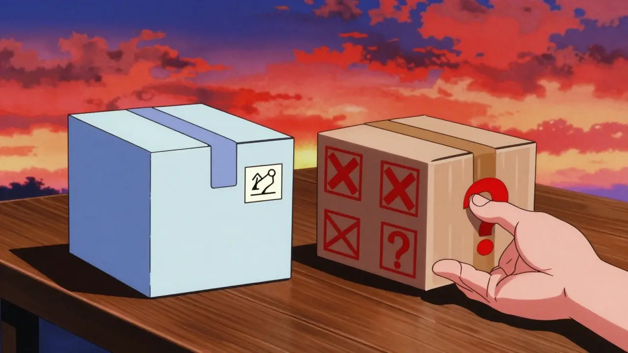 Choosing safe medication delivery over risky options in 90s anime style.