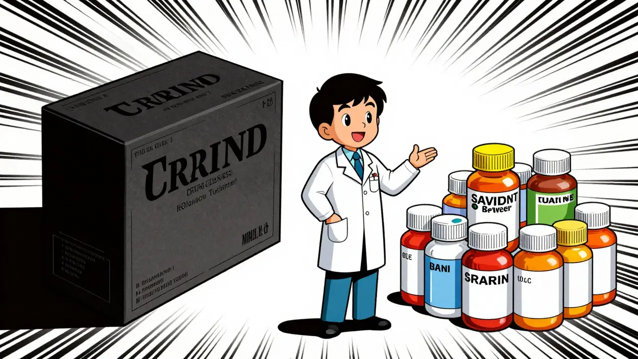Manga illustration comparing brand vs generic pills