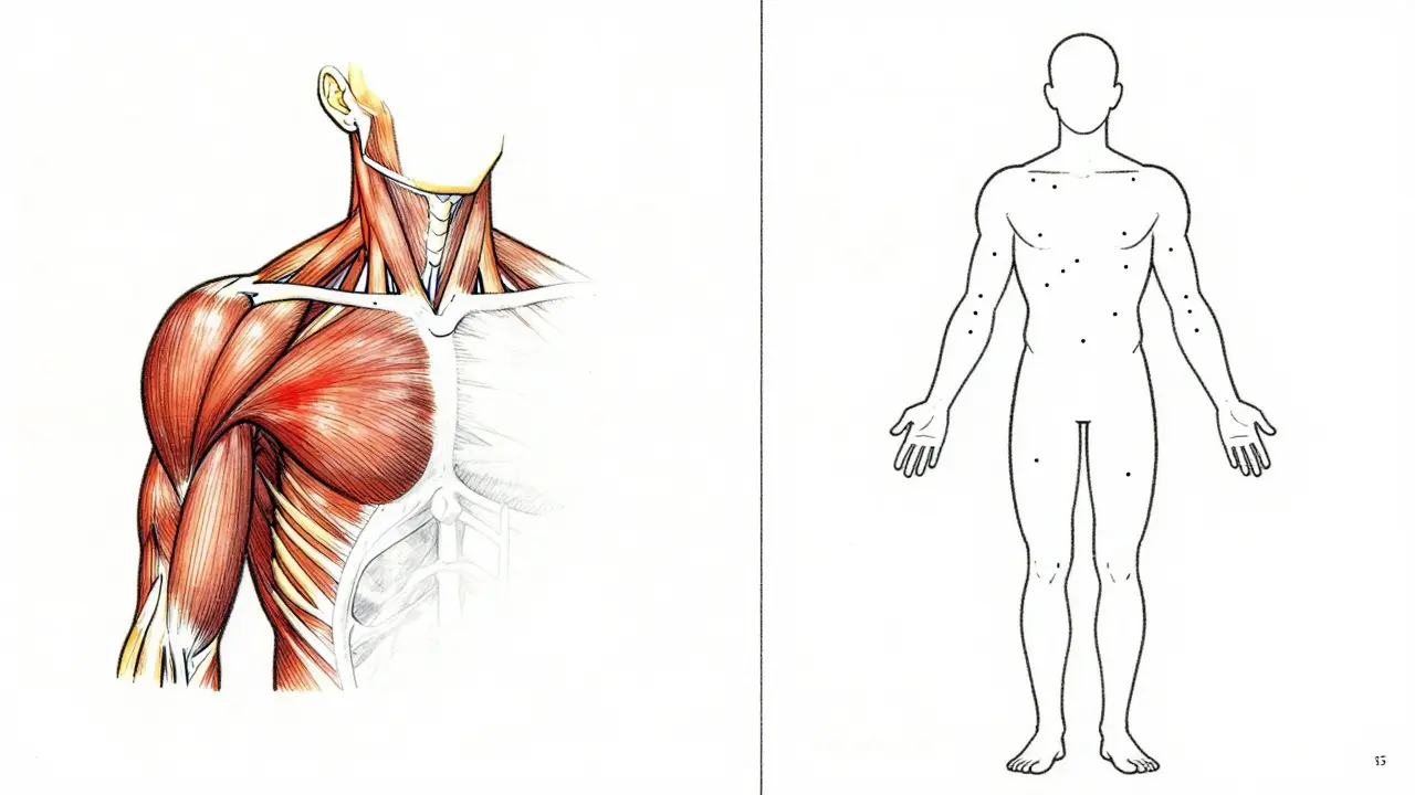Manga comparison of myofascial pain vs fibromyalgia